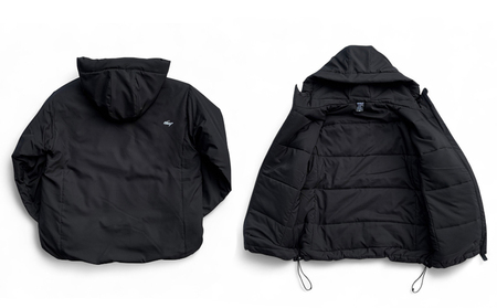 ライトフードイケオジ中綿ジャケット ブラック 静岡県 牧之原市 REVOLLA
