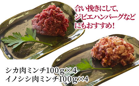 【伊豆産ジビエ肉】シカ肉・イノシシ肉ミンチセット（100g×8パック）鹿肉 シカ肉 猪肉 イノシシ肉 ジビエ 高タンパク 高たんぱく 低カロリー 低脂肪 合い挽き ハンバーグ ミンチ 肉 お肉 山の幸