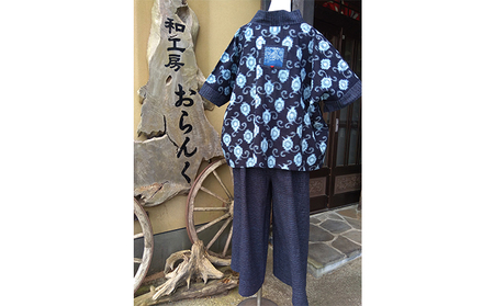 久留米絣ワイドパンツ 久留米絣 ギエモン ネイビー ストライプ ワイド