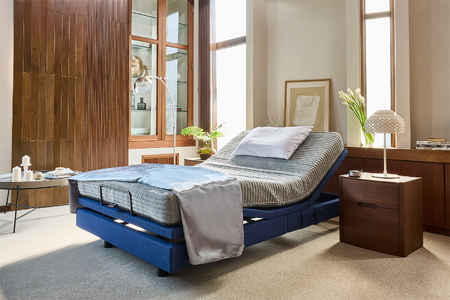 1AP1【シモンズ】電動リクライニングシングルベッド　シムレスト　5.5レギュラー/AB24E02　ブルー色