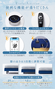 1AU2【シモンズ】電動リクライニングセミダブルベッド シムレスト 5.5レギュラー/AB24E02 グレー色