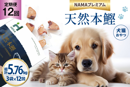 12回 定期便 ペットフード 犬 猫 HEKA 犬猫用 おやつ 天然本鰹 160g 3袋 総計5.76kg [HEKA Petlife 静岡県 吉田町 22424414]