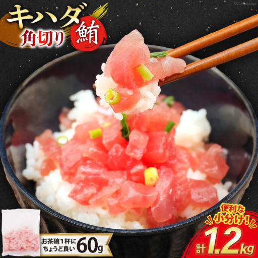マグロ 天然 キハダマグロ 角切り 60g 20パック 計1.2kg 冷凍 小分け [トライ産業 静岡県 吉田町 22424416-a]