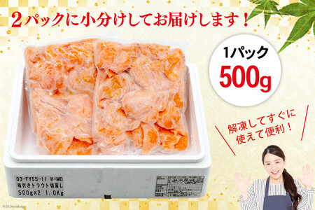 サーモン 切り落とし 味付き 500g 2パック 計 1kg 冷凍 [トライ産業 静岡県 吉田町 22424419-d]