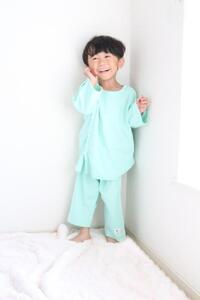 【日本製】点滴 X線検査対応 両肩スナップ・パジャマ(グリーン)サイズ100