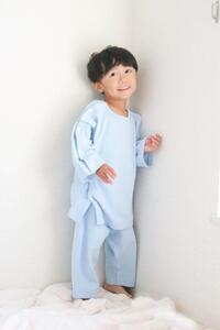【日本製】点滴 X線検査対応 両肩スナップ・パジャマ(ブルー)サイズ100