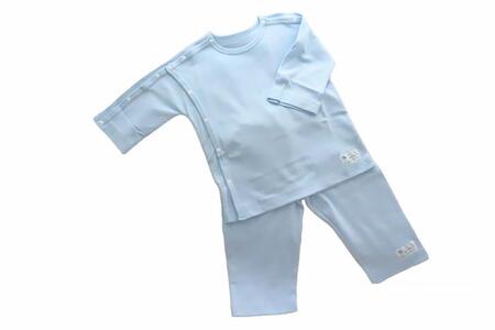 【日本製】点滴 X線検査対応 両肩スナップ・パジャマ(ブルー)サイズ100