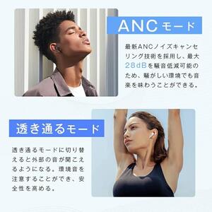 完全ワイヤレスイヤホン＜ブラック＞Bluetooth5.4 液晶搭載ケース カナル型 TWS 片耳/両耳 ENC ノイズリダクション ANC ノイズキャンセリング アンビエントサウンド マイク内蔵 クリア 高忠実度 ステレオサウンド 臨場感 ミニサイズ 超小型 快適装着 90日安心保証付き