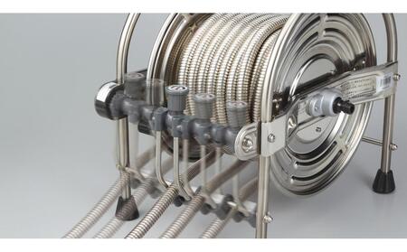 オールステンレス蛇腹ホースリール　20ｍ レバーノズル付 SSA-２０J