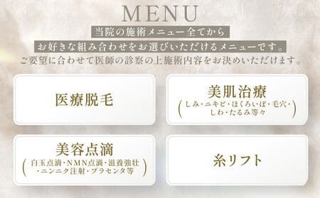 美容医療 脱毛・美肌 選べる!施術10万円分【組み合わせ自由】まゆりなclinic名古屋栄
