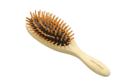 【セット】美麗椿クッションブラシ大+つげのくし(ねこ)携帯袋付き