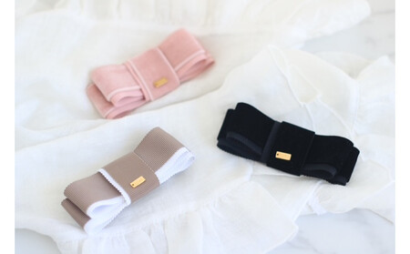 リボンバレッタ 【ピンク】