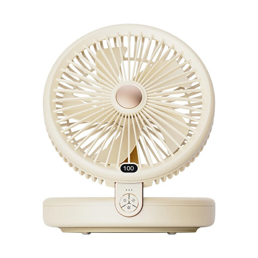 【ベージュ】扇風機 多機能 デスクランプ ファン 卓上 壁掛け 2WAY仕様 5枚羽根 6段階風量調節 自然風 小型 シールフック付き ストラップ付き 折りたたみ式 LEDライト 3段階明るさ調節 静音 USB充電式 残電量表示 暑気払い 低騒音 90日間保証付き 日本語取扱説明書