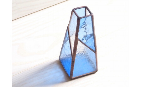 ステンドグラスの一輪挿し（ブルー）