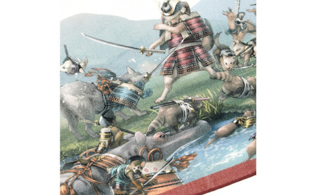 オリジナル【動物合戦絵巻フェイスタオル】第六紙/名古屋刀剣博物館