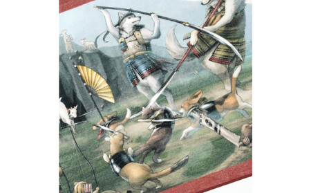 オリジナル【動物合戦絵巻フェイスタオル】第八紙/名古屋刀剣博物館