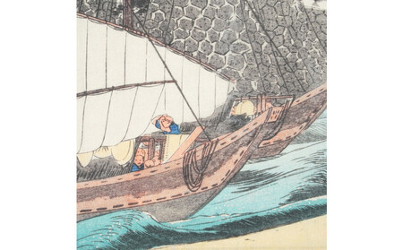 オリジナル【浮世絵ミニ風呂敷】歌川広重作「東海道五十三次之内 桑名 七里渡口」デザイン／名古屋刀剣博物館