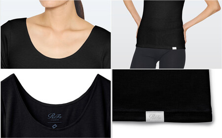 【ピンク Mサイズ】リファ バイタルテック モイストリブ Uネックショートスリーブインナー