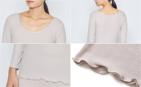 【Sサイズ】リファ バイタルテック リッチシルクリブ Uネックロングスリーブインナー