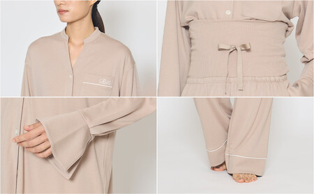 【ネイビー Mサイズ】リファ バイタルテック モイストスムース スタンドカラースリープウェア/WOMEN