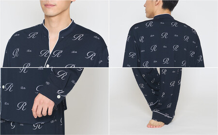 【ネイビー LLサイズ】リファ バイタルテック モイストスムース スタンドカラースリープウェア ReFaロゴ/MEN