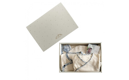 オーガニックコットンベビー肌着2種&バスローブセット(ネイビー)