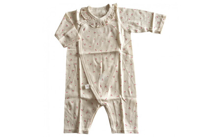 オーガニックコットンベビーウェア3点セット(サクランボプリント)