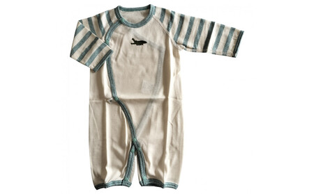 オーガニックコットンベビーウェア2点セット(動物刺しゅう付き・ワニ)