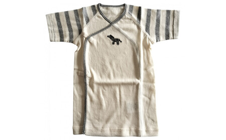 オーガニックコットンベビーウェア2点セット(動物刺しゅう付き・シマウマ)