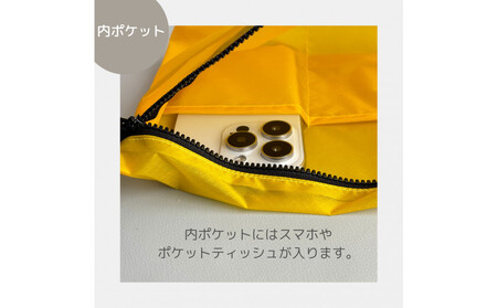 【黄色】雨の日にも!ポケット付き軽量ナイロンショルダーバッグ サコッシュ 撥水ポシェット