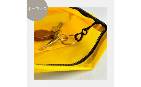 【黄色】雨の日にも!ポケット付き軽量ナイロンショルダーバッグ サコッシュ 撥水ポシェット