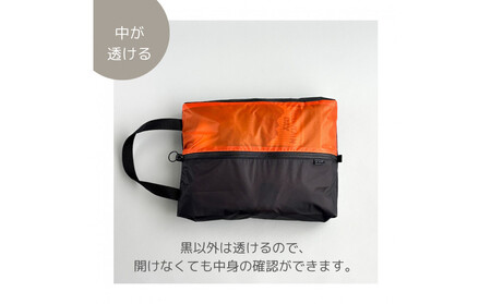 【Sサイズ・オレンジ】ガバッと開く！撥水ナイロン上履き袋　シューズケース　着替え入れ