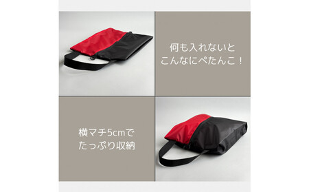 【Sサイズ・赤】ガバッと開く!撥水ナイロン上履き袋 シューズケース 着替え入れ