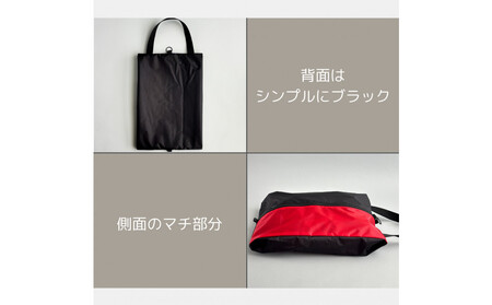 【Sサイズ・赤】ガバッと開く!撥水ナイロン上履き袋 シューズケース 着替え入れ