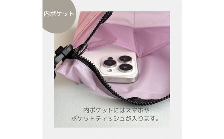 【ラベンダー】雨の日にも！ポケット付き軽量ナイロンショルダーバッグ　サコッシュ　撥水ポシェット