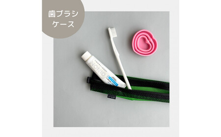 【緑】洗えて清潔！メッシュ×ナイロンのハブラシポーチ