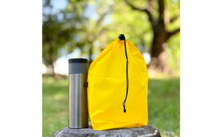 【L・5L・黄色】 大きめナイロン巾着袋　スタッフバッグ　スタッフサック　バッグインバッグ　着替え袋