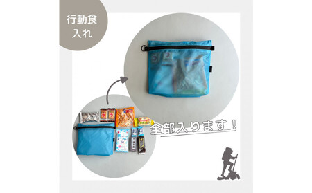 【水色】A6が入る軽量撥水ナイロンスクエアポーチ（マチあり）