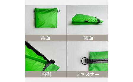 【緑】A6が入る軽量撥水ナイロンスクエアポーチ(マチあり)