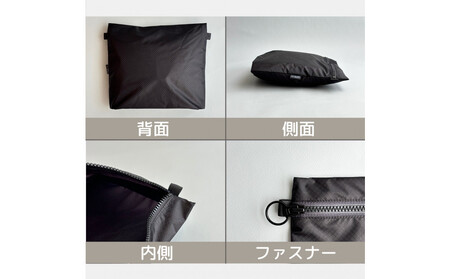 【黒】A6が入る軽量撥水ナイロンスクエアポーチ（マチあり）