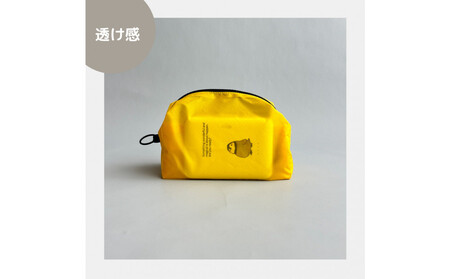 【黄色】ナイロン化粧ポーチ　内ポケット付き