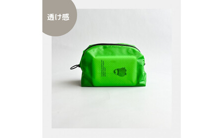 【緑】ナイロン化粧ポーチ　内ポケット付き