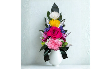 国家検定一級デザイナーのプリザーブドフラワー仏花1基 L