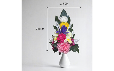 国家検定一級デザイナーのプリザーブドフラワー仏花1基 M