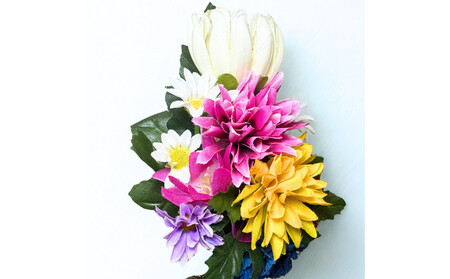 国家検定一級デザイナーのアーティシャルフラワー仏花1基 S