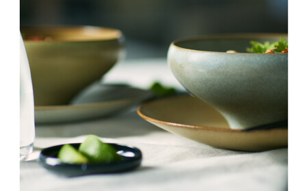 Tableware Shallow Bowl Rimペアセット21cm 藍墨