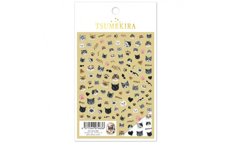 ツメキラ ネイルシール 1枚 うらなか りか プロデュース【猫】ネイルアート ジェルネイルに埋め込む レジン パーツ用品
