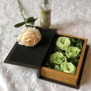 アンティークブックボックス プリザーブドフラワー・クラウンポール　パープル