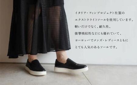 【本革】ブラックパイソンスリッポン(22.5cm)　靴 レザー 超軽量