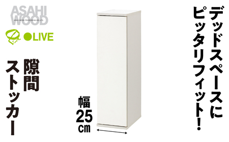 朝日木材 隙間ストッカー 25cm ホワイト ≪SLK-9025ST-W≫隙間収納 ストッカー キッチン収納 積載可能 ホワイト 棚 収納 リビング収納 ピッタリ収納 幅 スリム シンプル 白 家具 35000円愛知県 豊橋市　家具 シンプル家具 おしゃれ家具 リビング家具 家具メーカー
